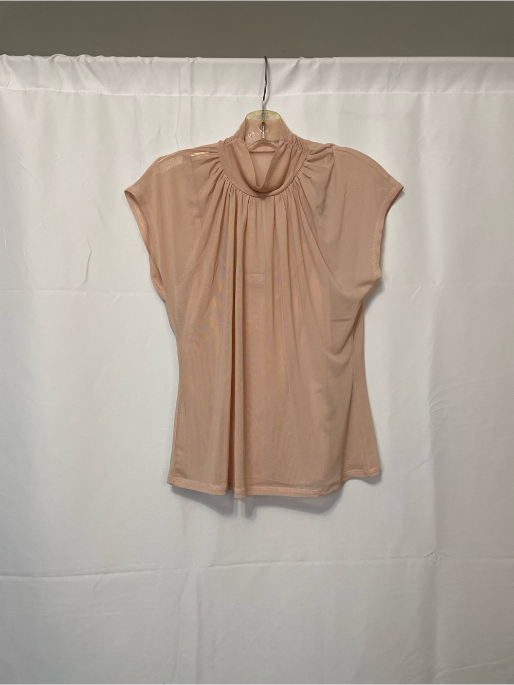 RW&CO. Mock Neck Cap Sleeve Blouse Blush Peach Womens Medium
